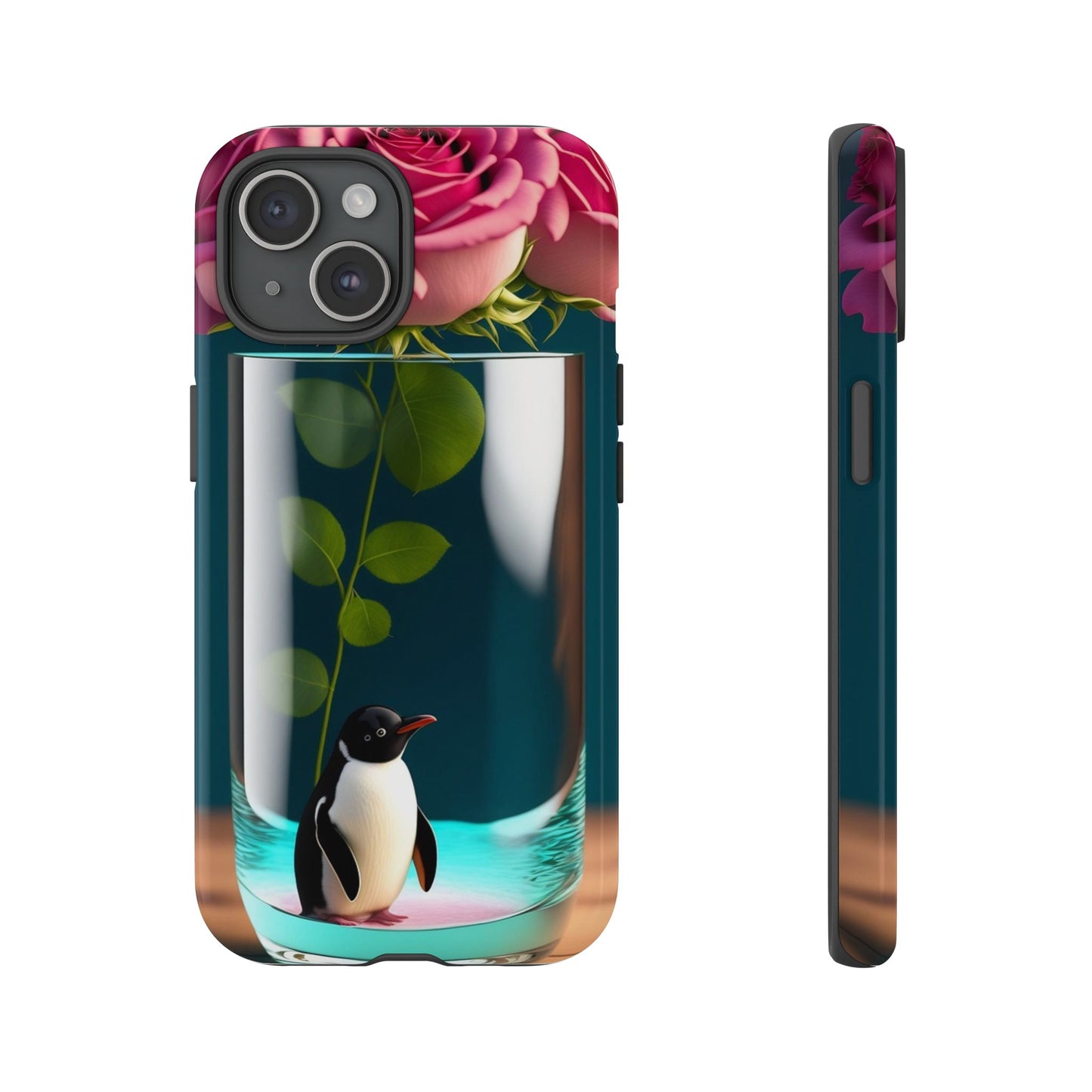 Penguin in a Glass Floral Tough Phone Case — Cute Protective Phone Cover