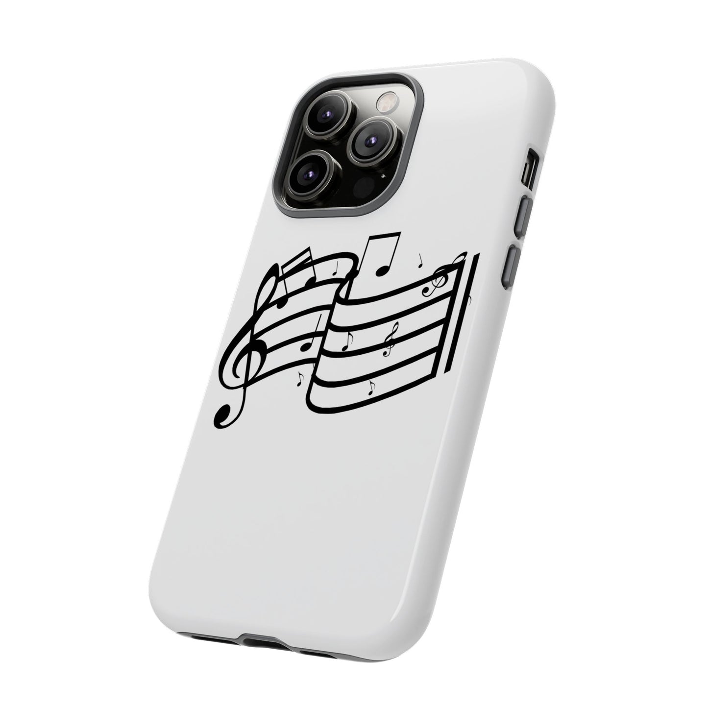 Musical Notes Phone Case — Black Treble Clef Music Staff Tough Case
