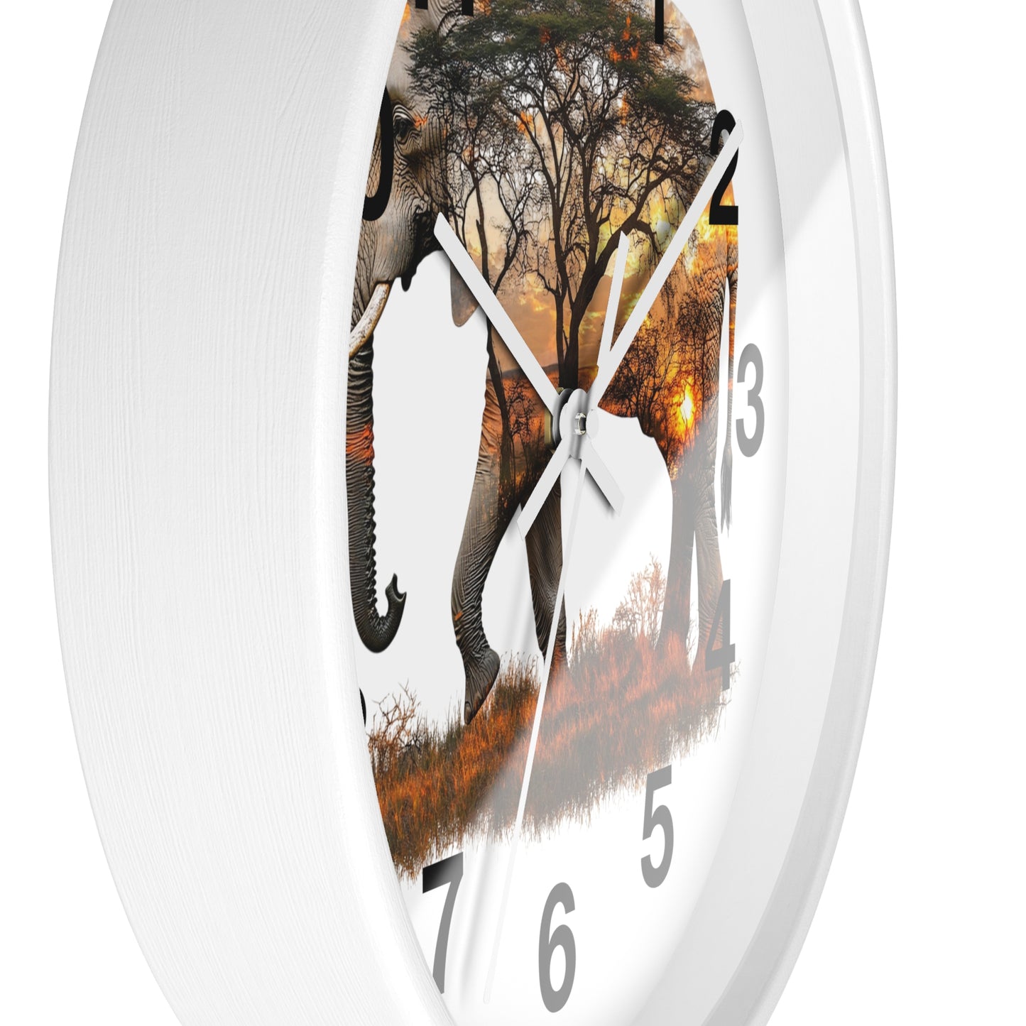Elephant Sunset Wall Clock, Nature Decor, Wildlife Home Accessory, Animal Lover Gift, Safari Themed Clock, Unique Wall Art
