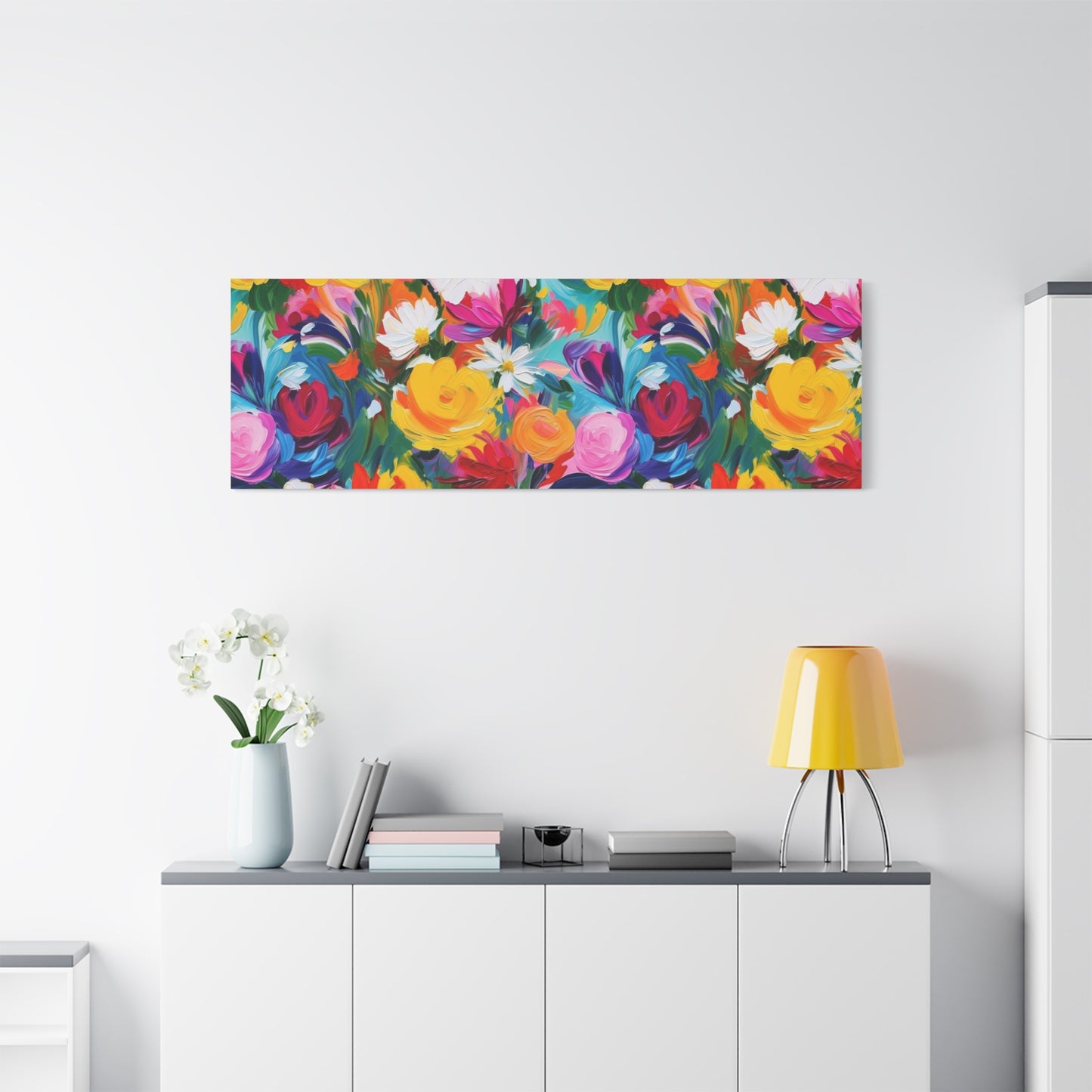 Vibrant Floral Matte Canvas Wall Art — Colorful Garden Print, Stretched 1.25"
