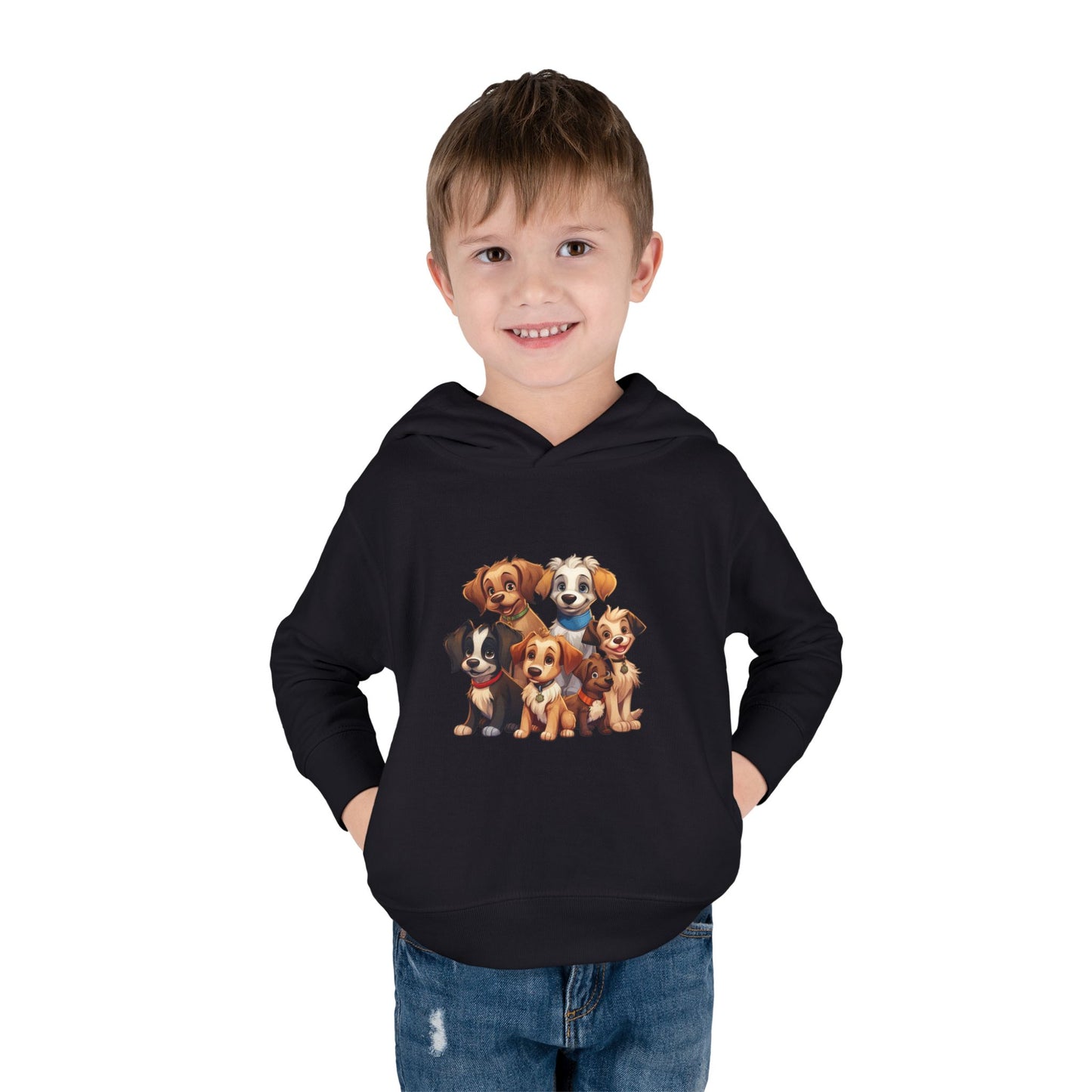 Adorable Puppy Print Toddler Hoodie, Cute Kids Fleece Pullover, Dog Lover Gift, Warm Hoodie for Boys & Girls, Pet Themed Clothes