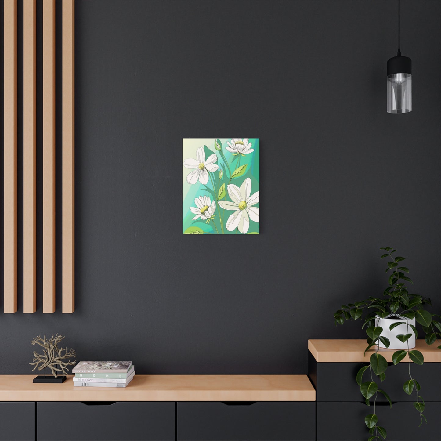 Matte Canvas, Stretched, 1.25" White Flowers
