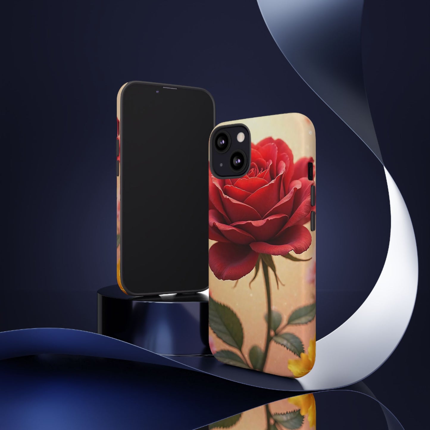 Floral Phone Case with Red Rose Design, Tough Phone Cover, Flower Print, Gift for Her, Stylish Accessory, Floral Aesthetic