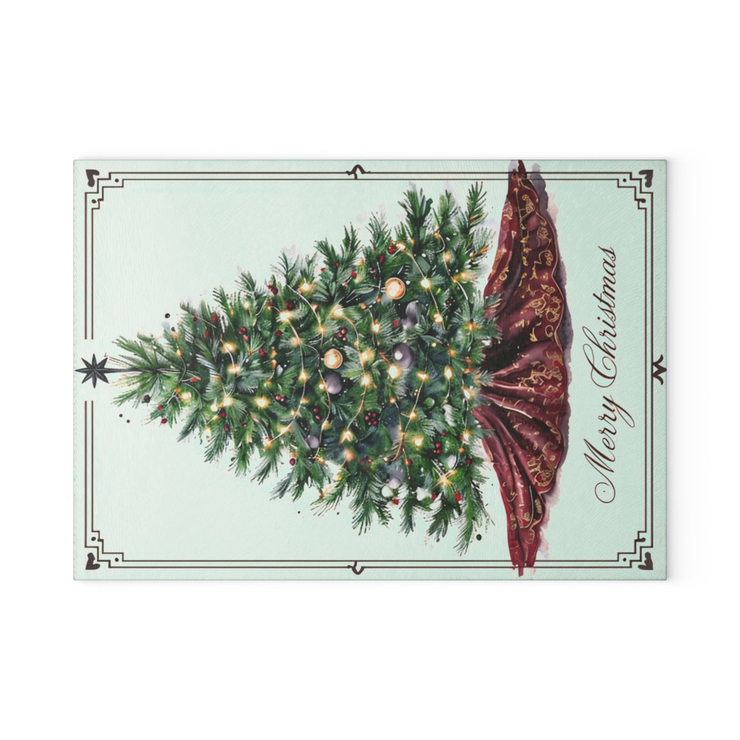 Christmas Tree Glass Cutting Board - Festive Holiday Kitchen Decor