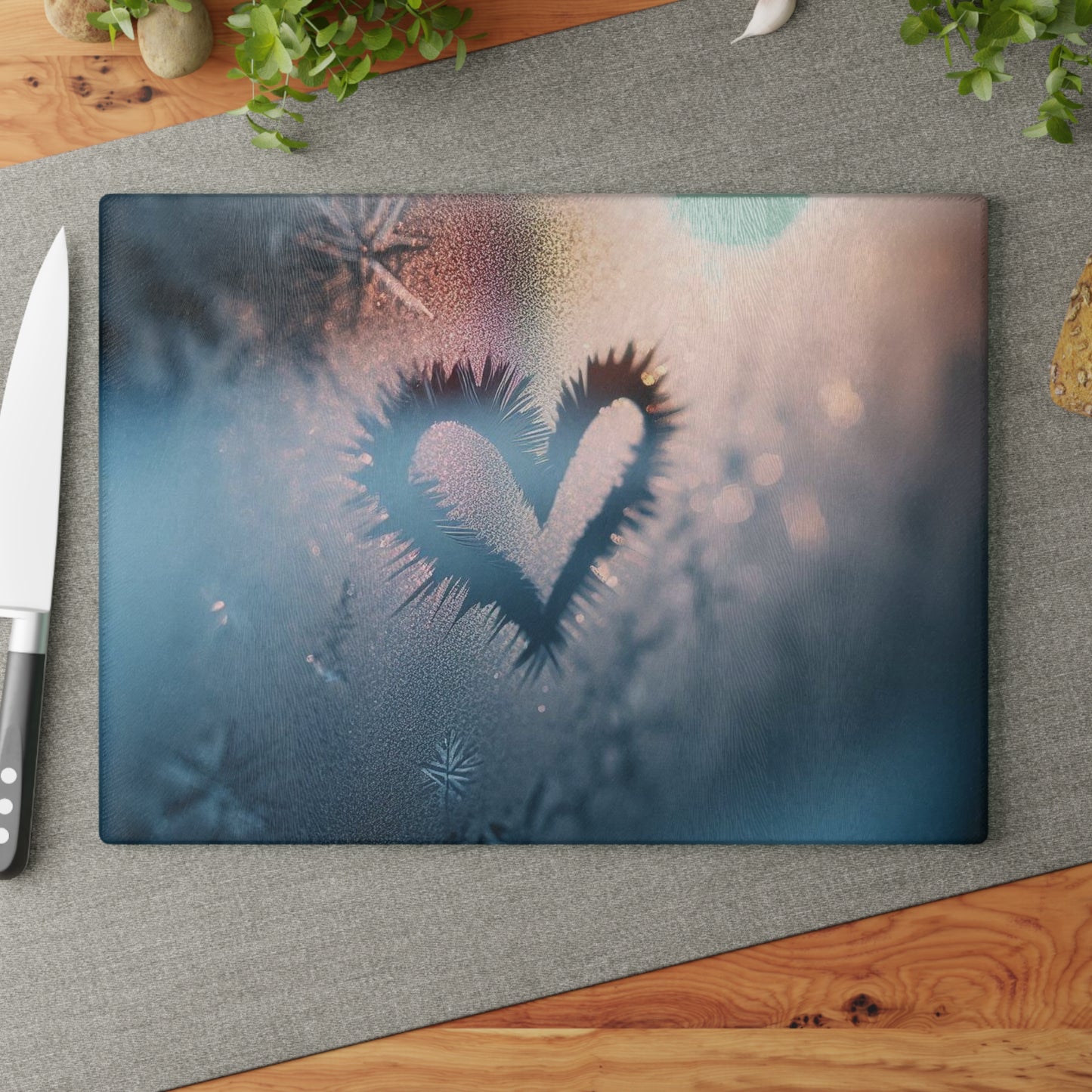 Heart Frosted Glass Cutting Board, Unique Kitchen Decor, Gift for Weddings, Housewarming, Valentine's Day, Cooking Enthusiasts