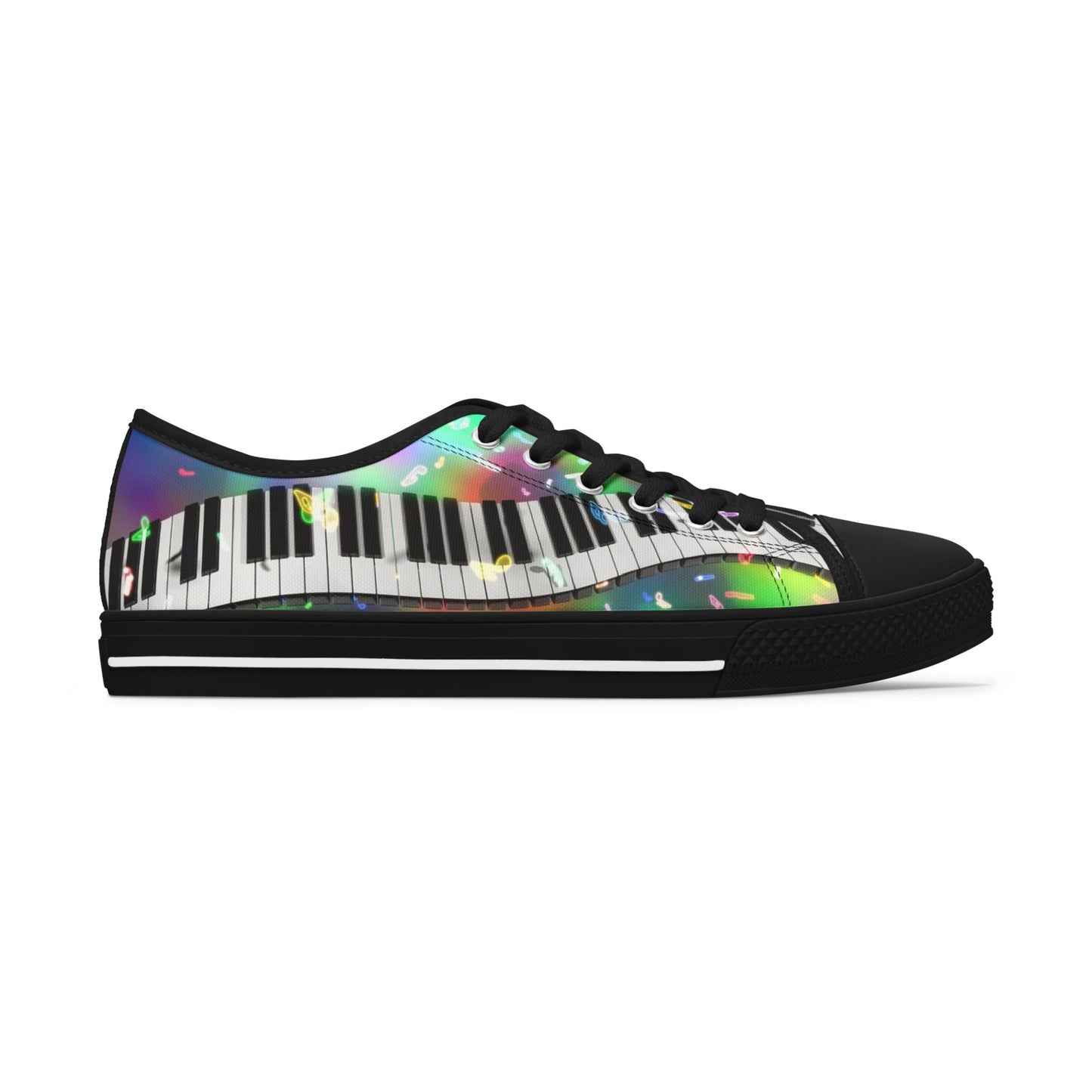 Piano Keys Low Top Sneakers — Colorful Musical Canvas Shoes