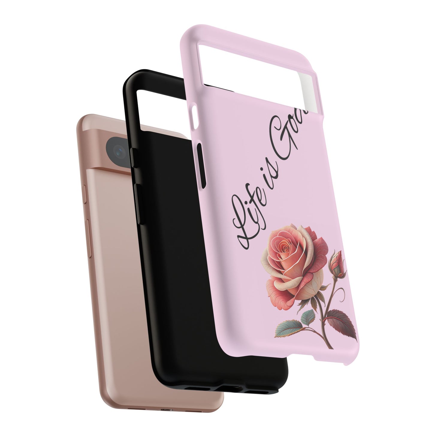 Roses & Positivity Phone Case - Floral Design, Life is Good, Tough Cases for Everyday Wear, Gift for Friends, Mother's Day, Spring [...]