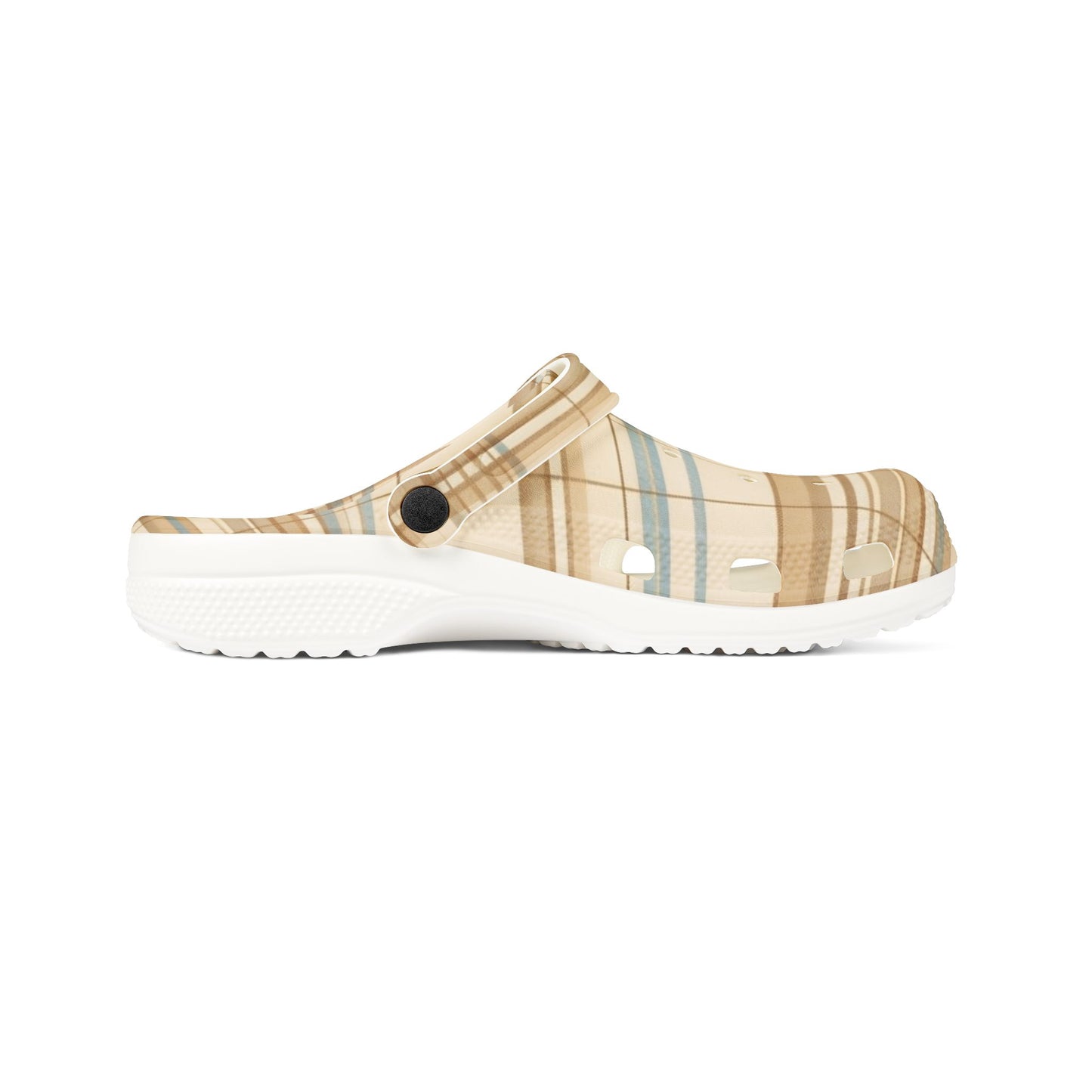Beige Plaid Clogs / Croc - Comfortable Slip-On Garden & Casual Shoes