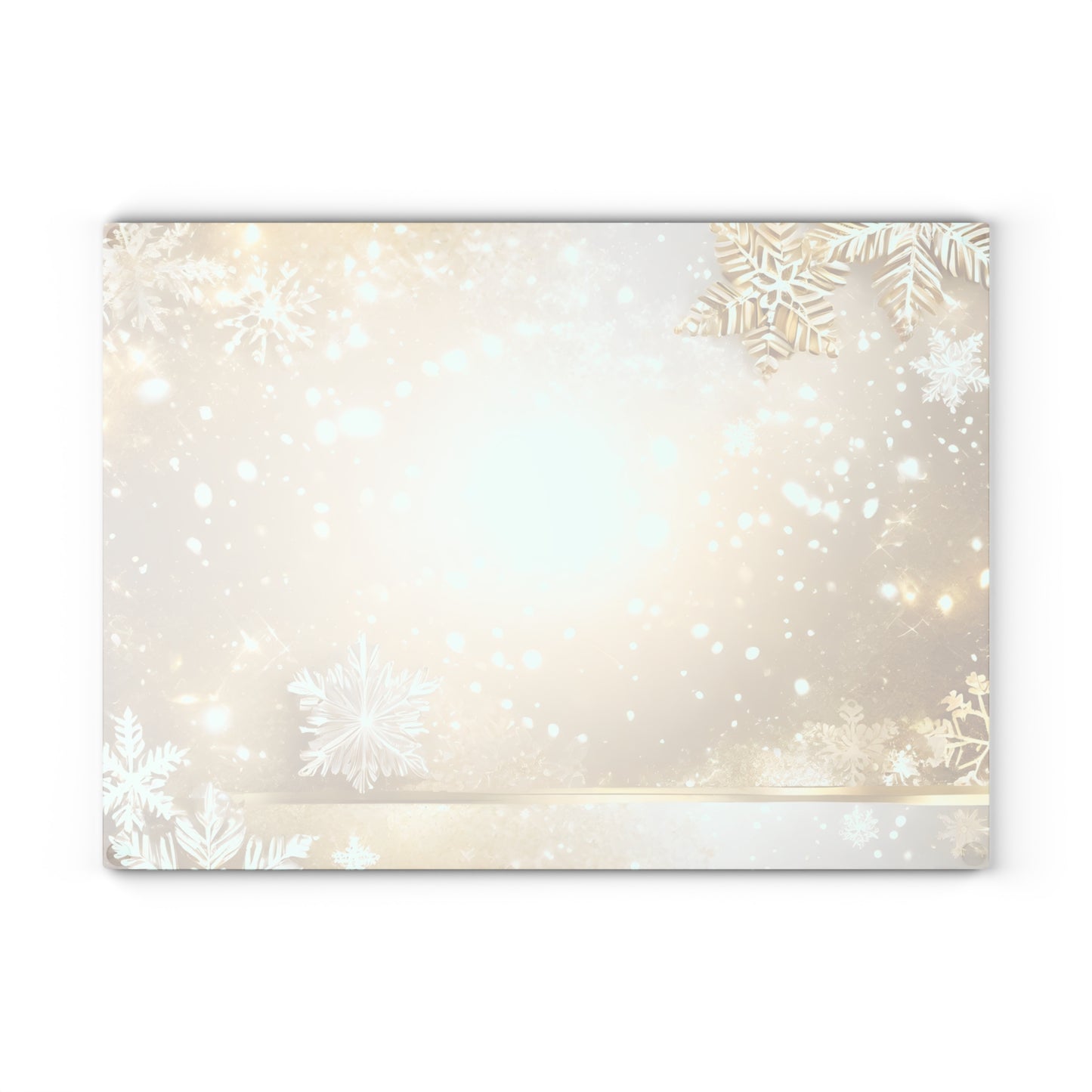 Festive Gold Snowflake Glass Cutting Board — Holiday Decorative Chopping Board