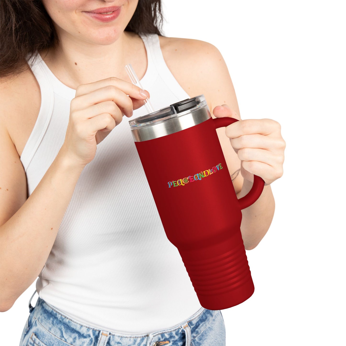 Rainbow Love Insulated Travel Mug, 40oz | Perfect Gift for Coffee Lovers | Eco-Friendly Drinkware | Travel Companion | Summer Vacation