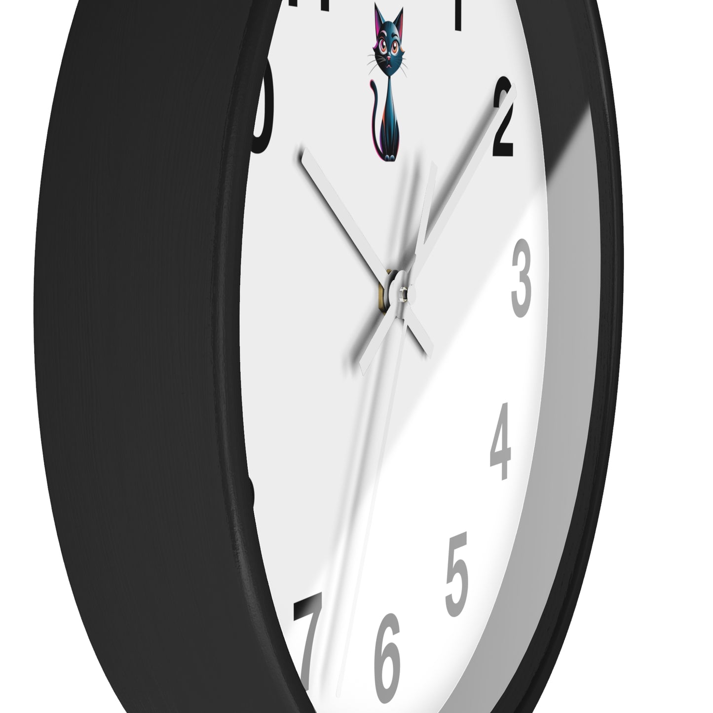 Cute Cat Wall Clock, Feline Decor, Home Office, Gift for Cat Lovers, Adorable Wall Art
