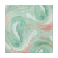 Abstract Green Marble Canvas Print — Teal & Coral Swirl Wall Art
