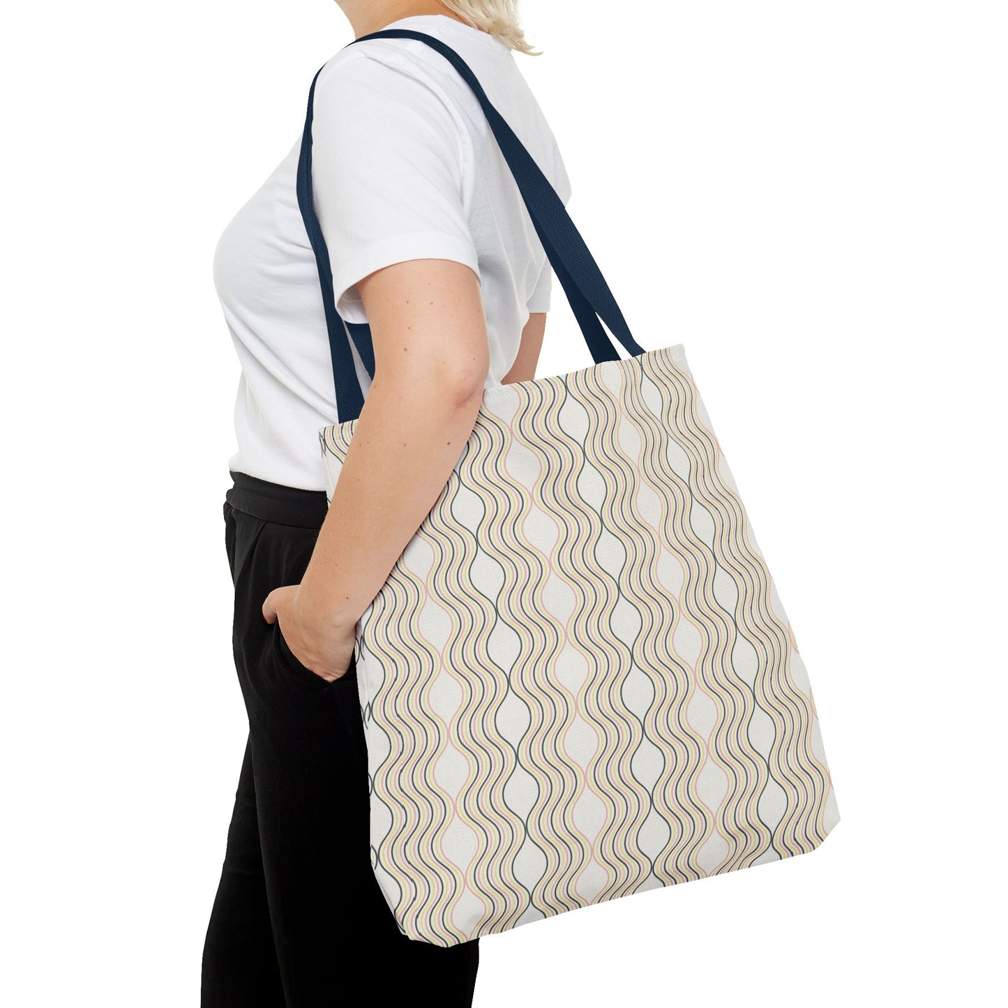 Waves Pattern Tote Bag, Boho Chic Handbag, Everyday Carry, Beach Bag, Gift for Her, Eco-Friendly Style