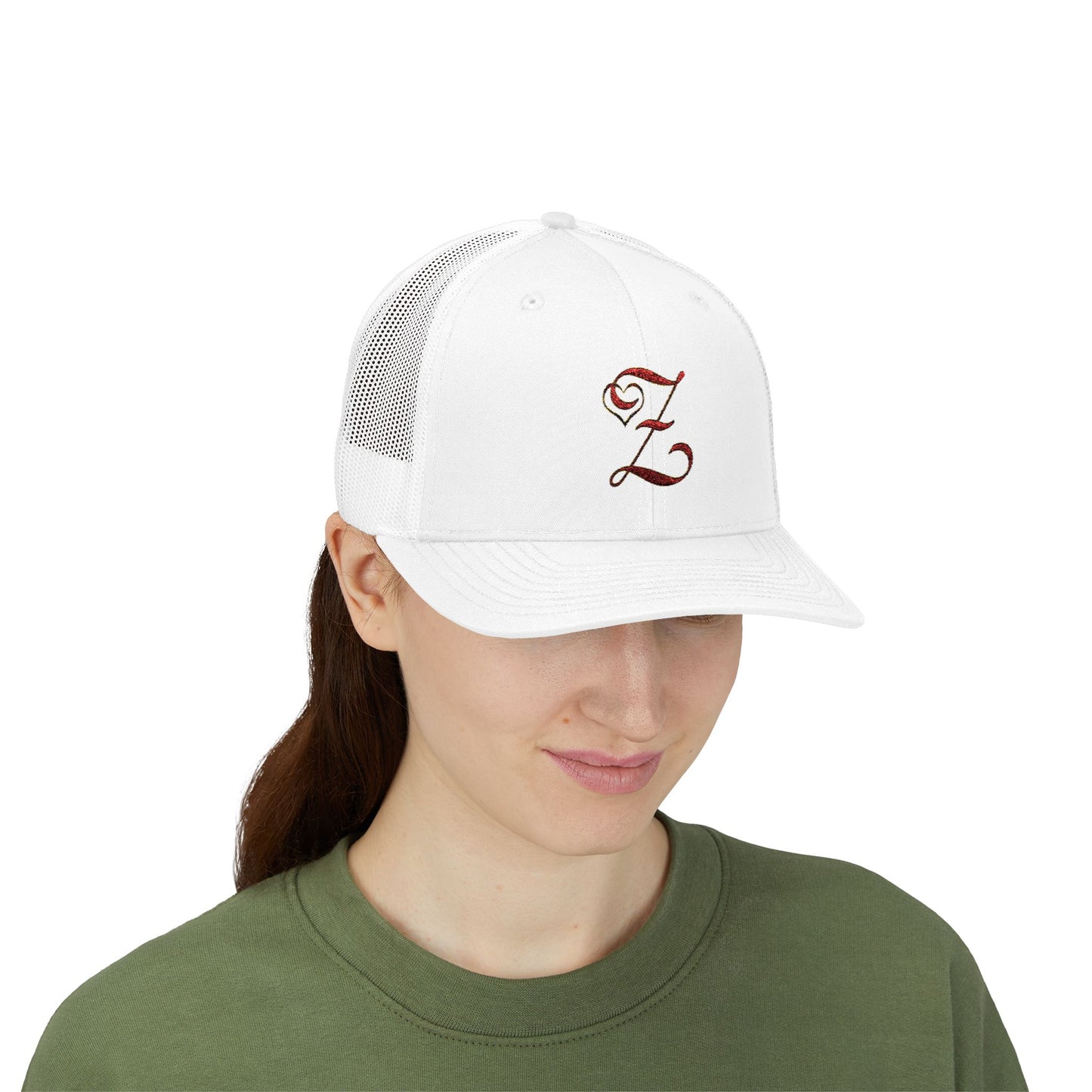 Embroidered 'Z' Snapback Trucker Cap — Vintage Monogram Initial Hat