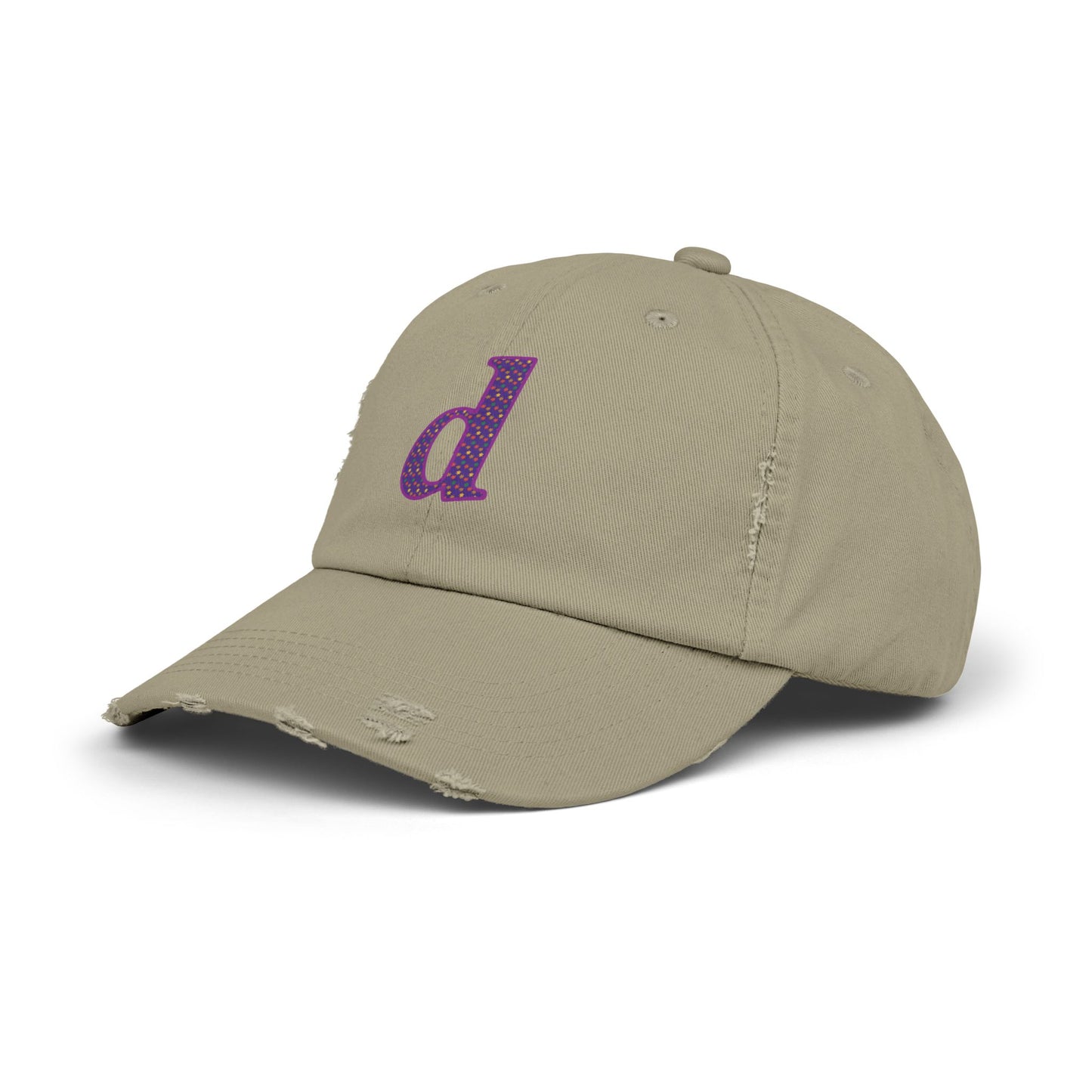 Distressed Cap with Purple Letter 'd' - Casual Street Style Hat for Everyday Wear, Gift for Dad, Unisex Fashion Accessory, Trendy [...]