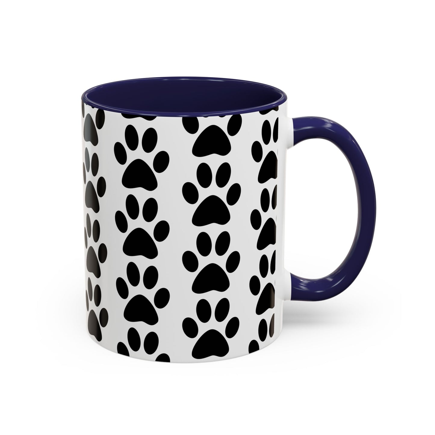Paw Print Accent Coffee Mug - Dog Lover Gift, Black and White Pet Mug, Cute Animal Decor, Personalized Pet Owner Present, Coffee Tea Cup
