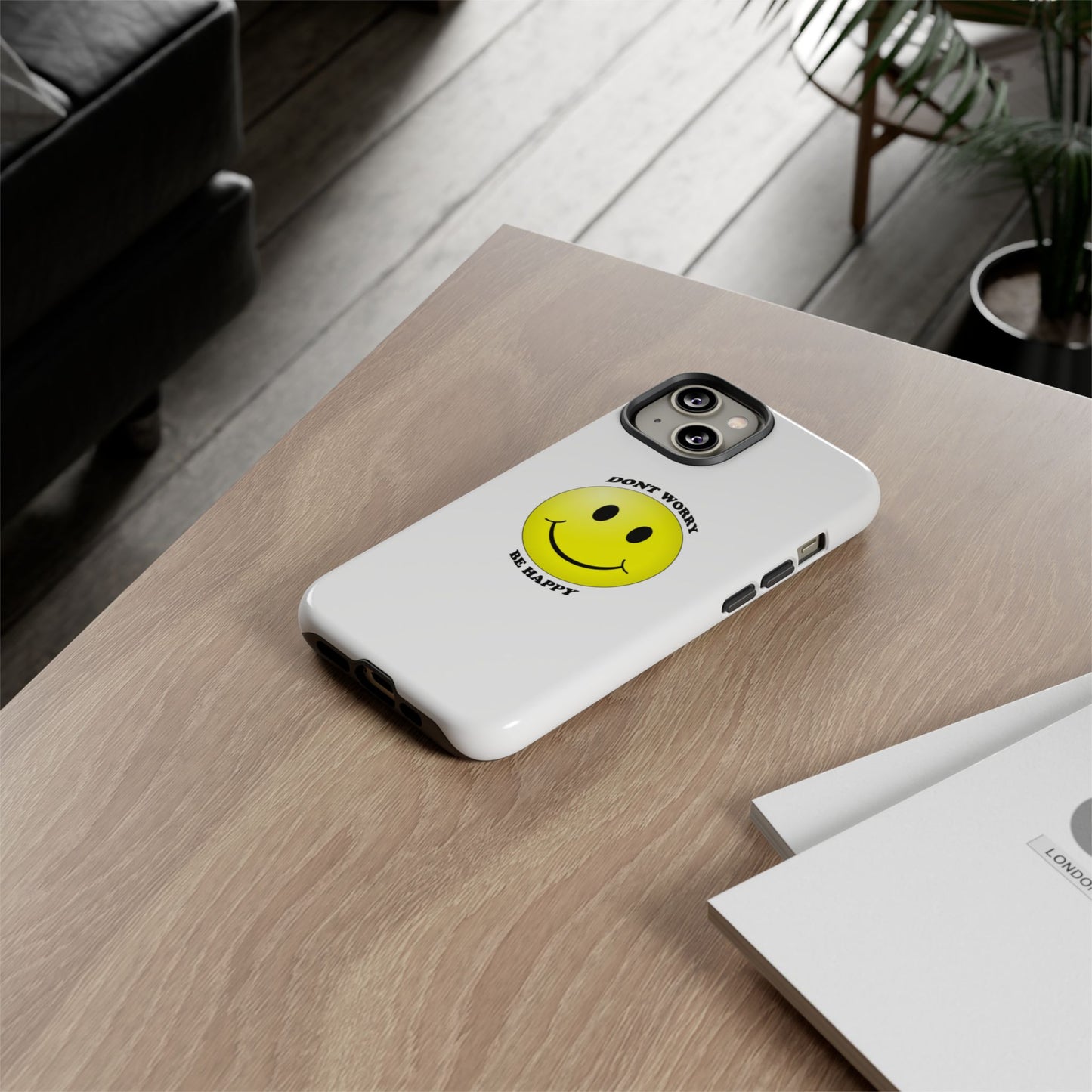 Happy Face Phone Case, Tough Cases, Don’t Worry, Be Happy, Cute Gift for Friends, Positive Vibes, Fun Mobile Accessories