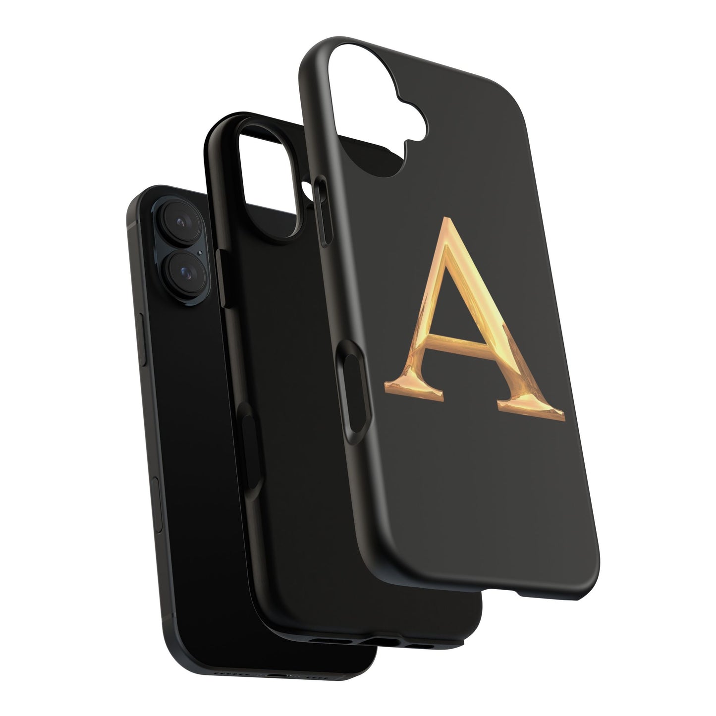 Custom Phone Case with Gold Letter A, Monogrammed Gift, Tough Protective Case, Personalized Phone Accessory, Unique Phone Cover