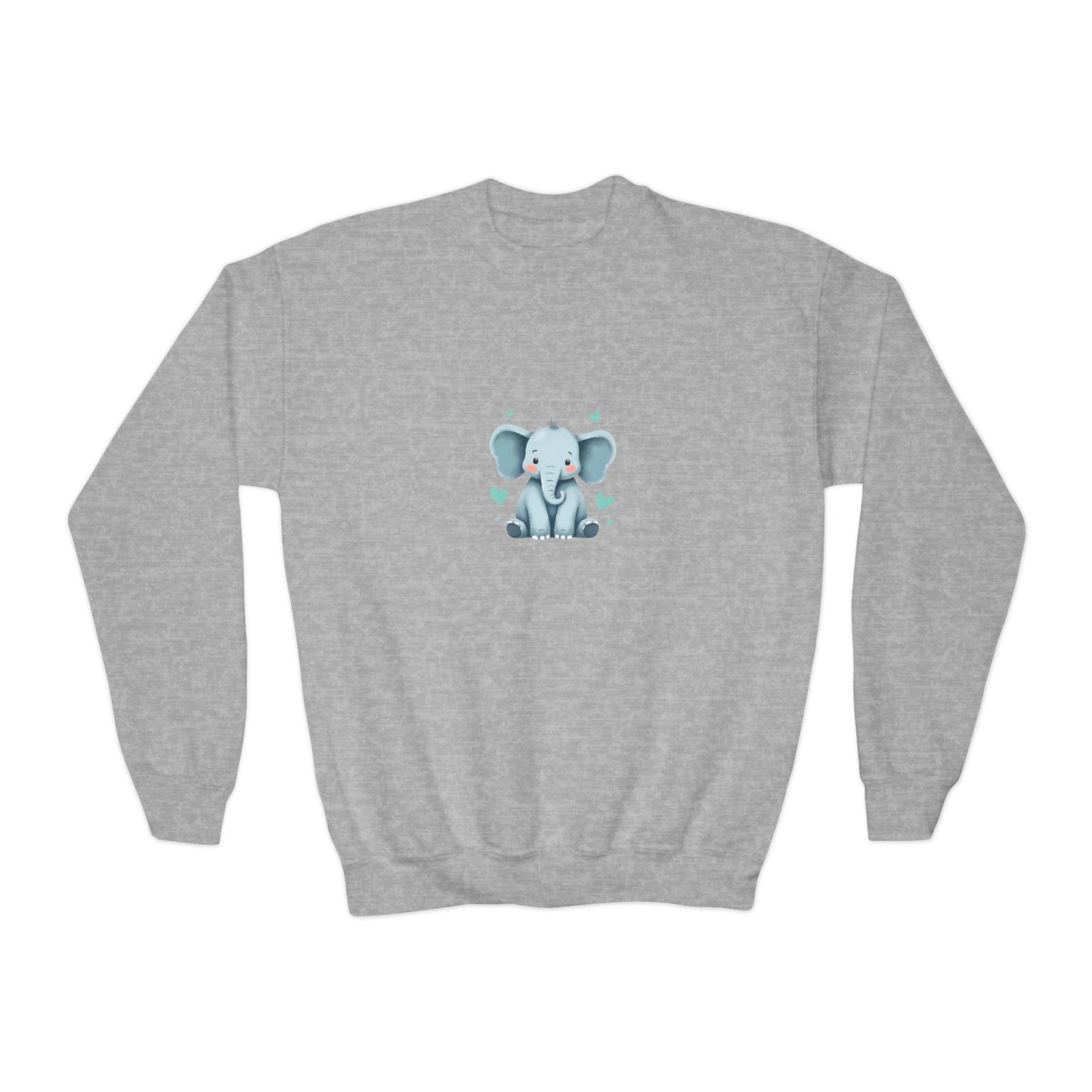 Adorable Elephant Youth Crewneck Sweatshirt, Kids' Casual Wear, Animal Lover Gift, Birthday Present, Cute Sweatshirt for All Seasons