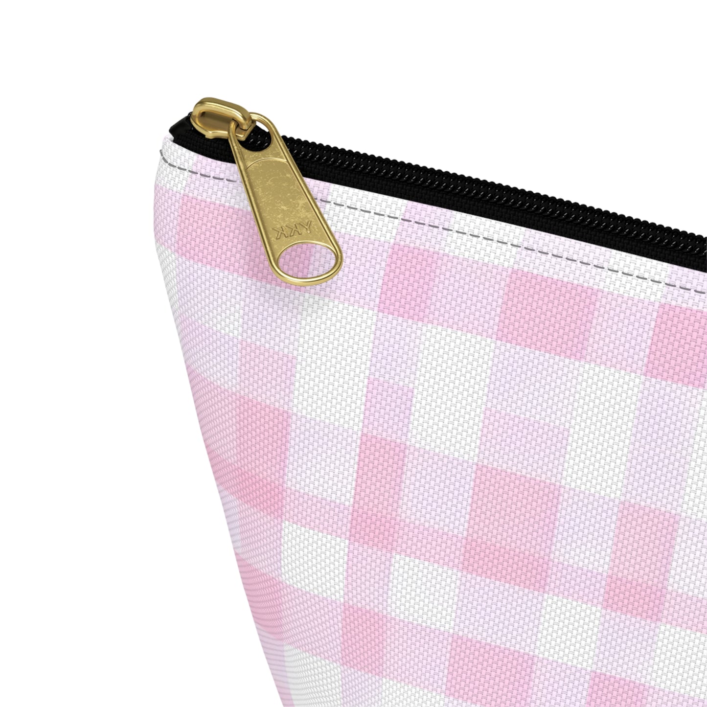 Personalized Pink Gingham Accessory Pouch, Makeup Bag - Letter K