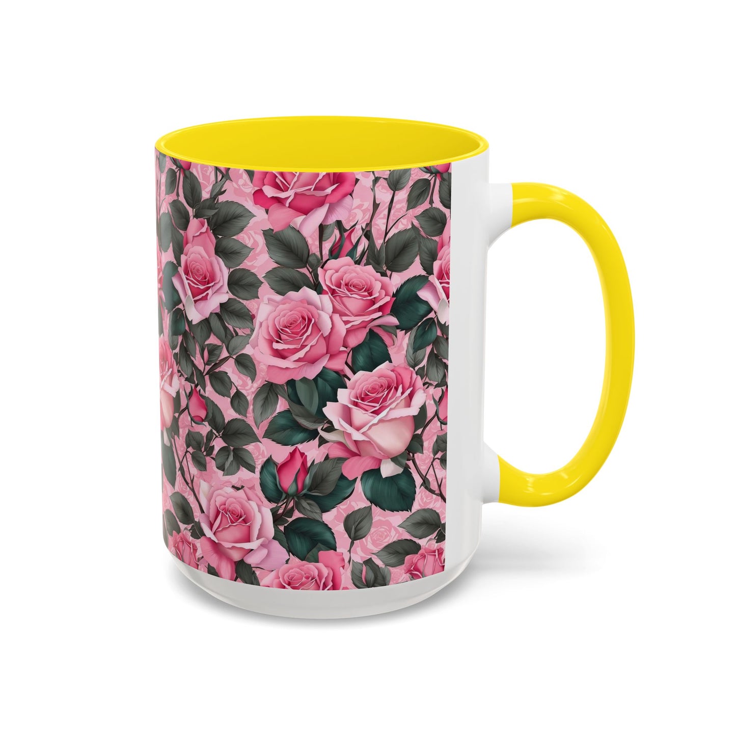Floral Accent Coffee Mug, Pink Rose Mug, Gift for Her, Tea Cup, Mother's Day Present, Home Decor, Kitchen Essentials