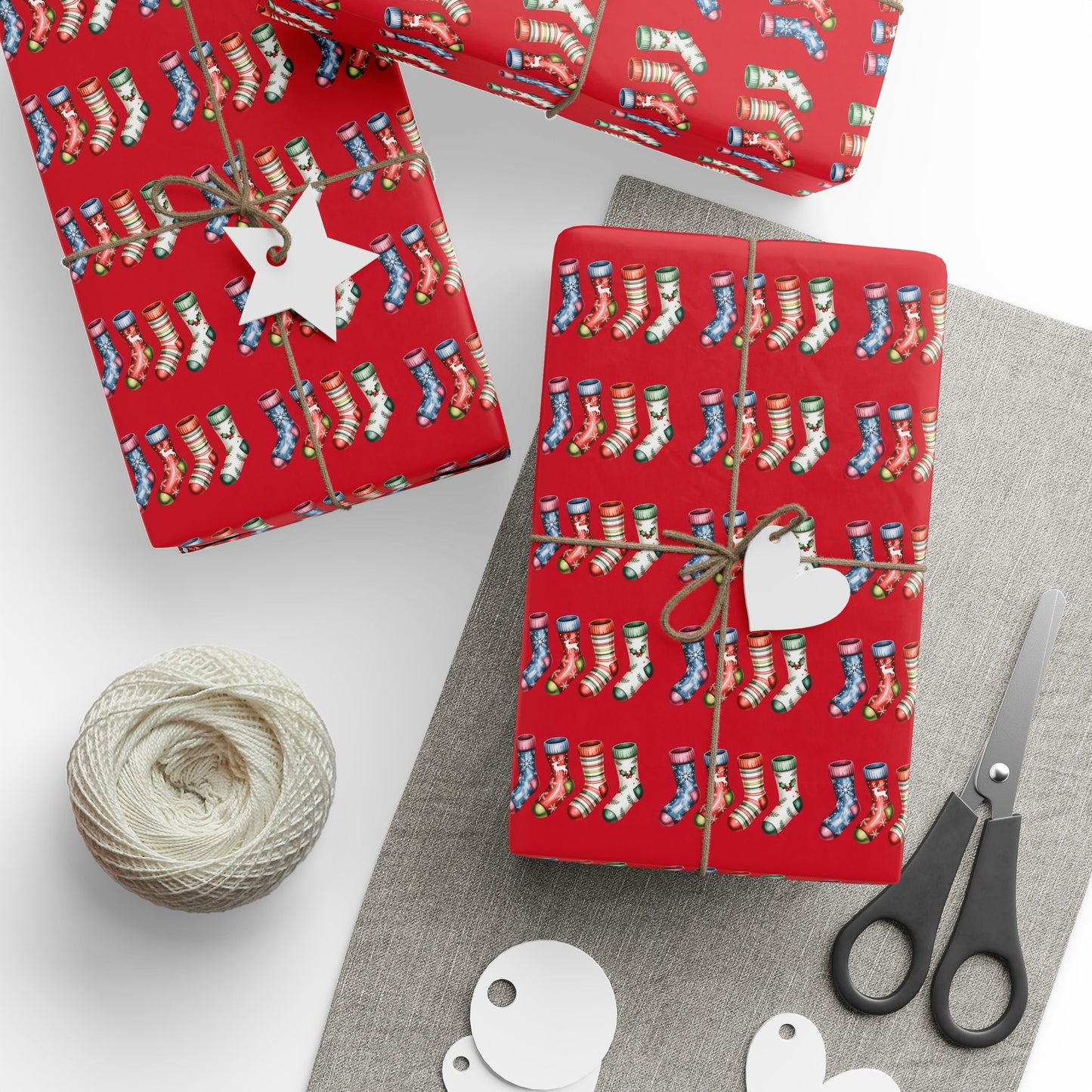 Holiday Candy Cane Wrapping Paper Roll — Red Patterned Gift Wrap