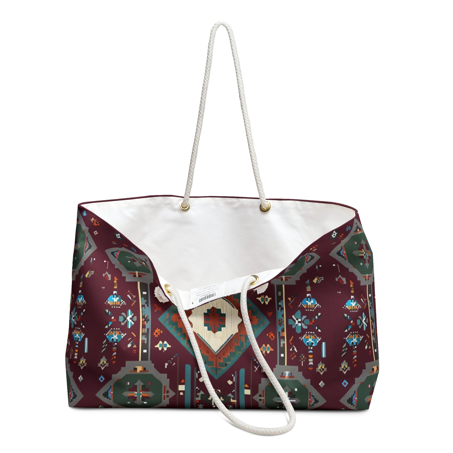 Ethnic Print Weekender Bag, Stylish Travel Tote