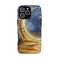 Moonlit Smile Phone Case — Starry Night Crescent Moon iPhone Cover