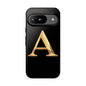 Custom Phone Case with Gold Letter A, Monogrammed Gift, Tough Protective Case, Personalized Phone Accessory, Unique Phone Cover