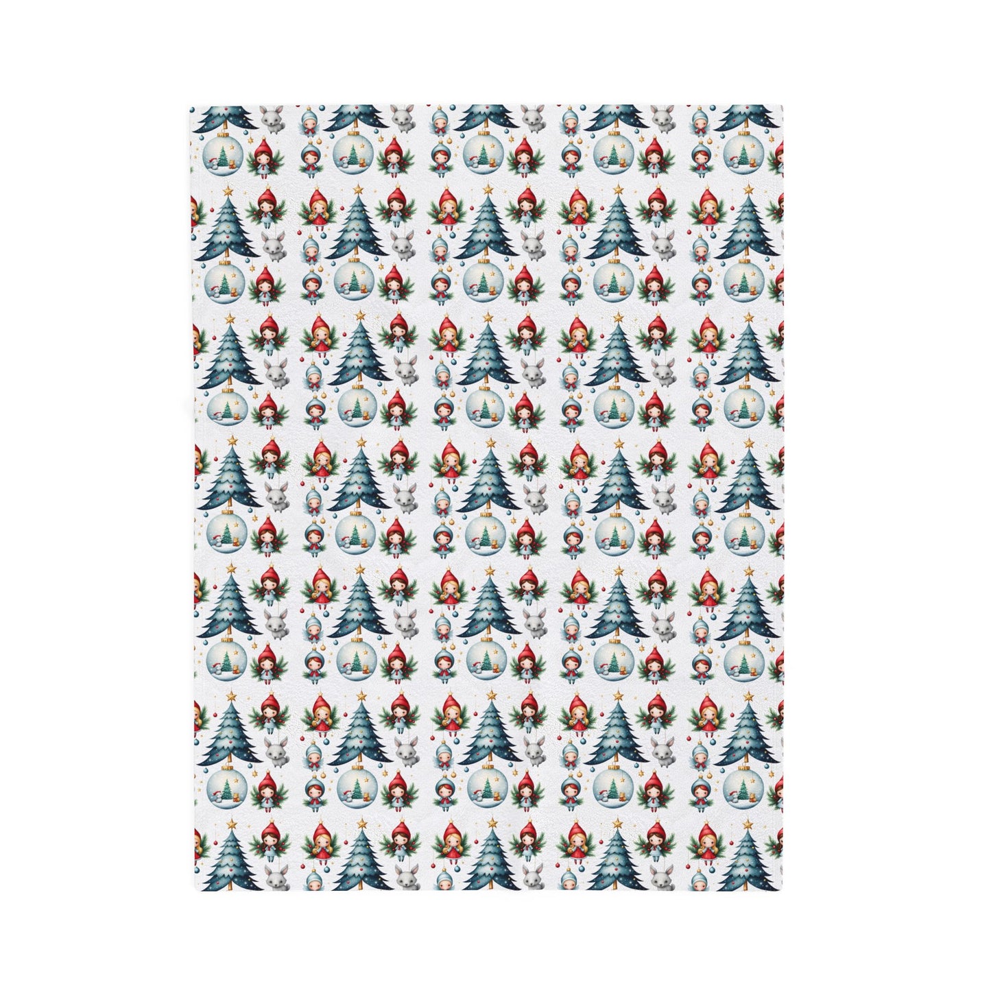 Christmas Gnome & Tree Velveteen Plush Blanket — Cozy Holiday Throw