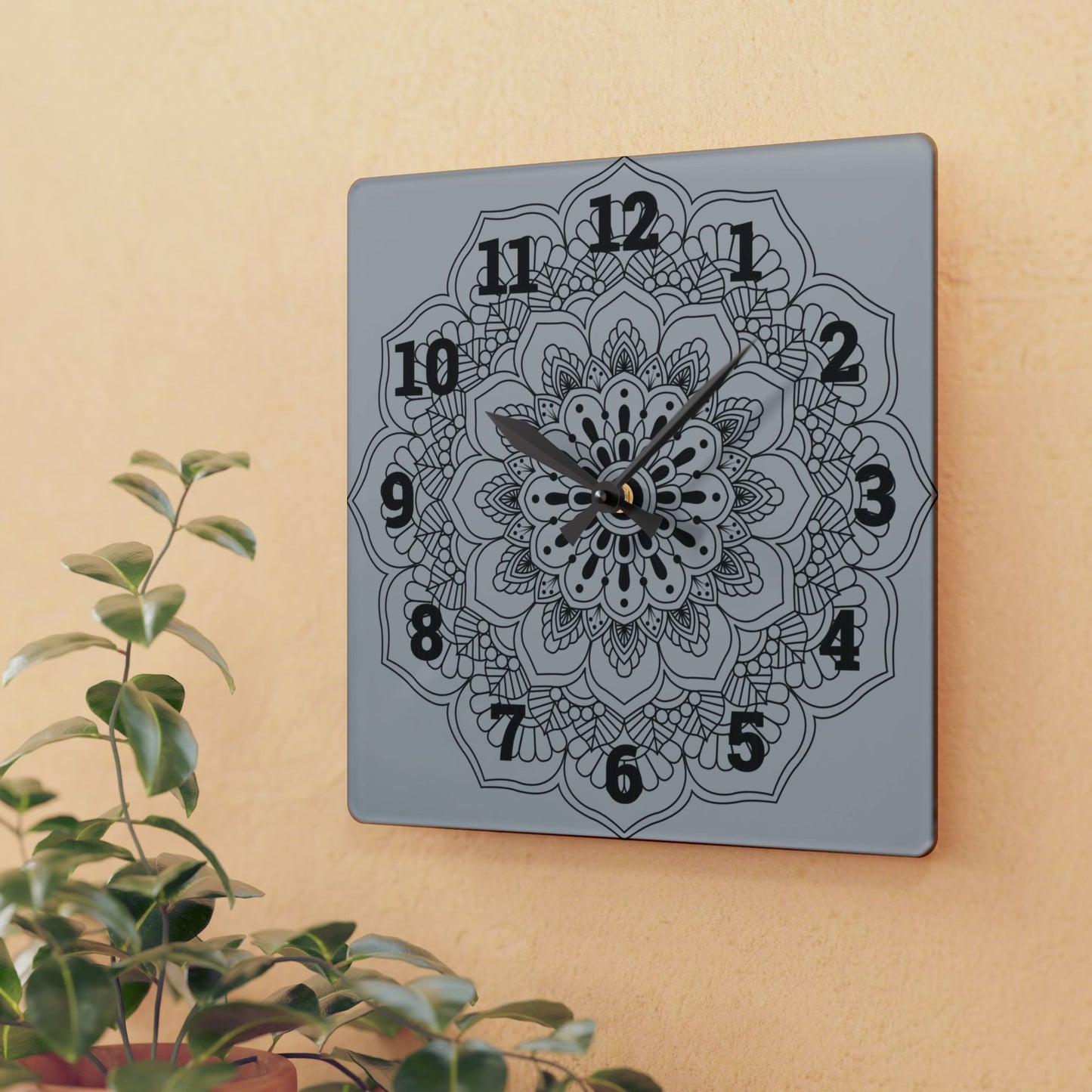 Elegant Mandala Acrylic Wall Clock, Home Decor