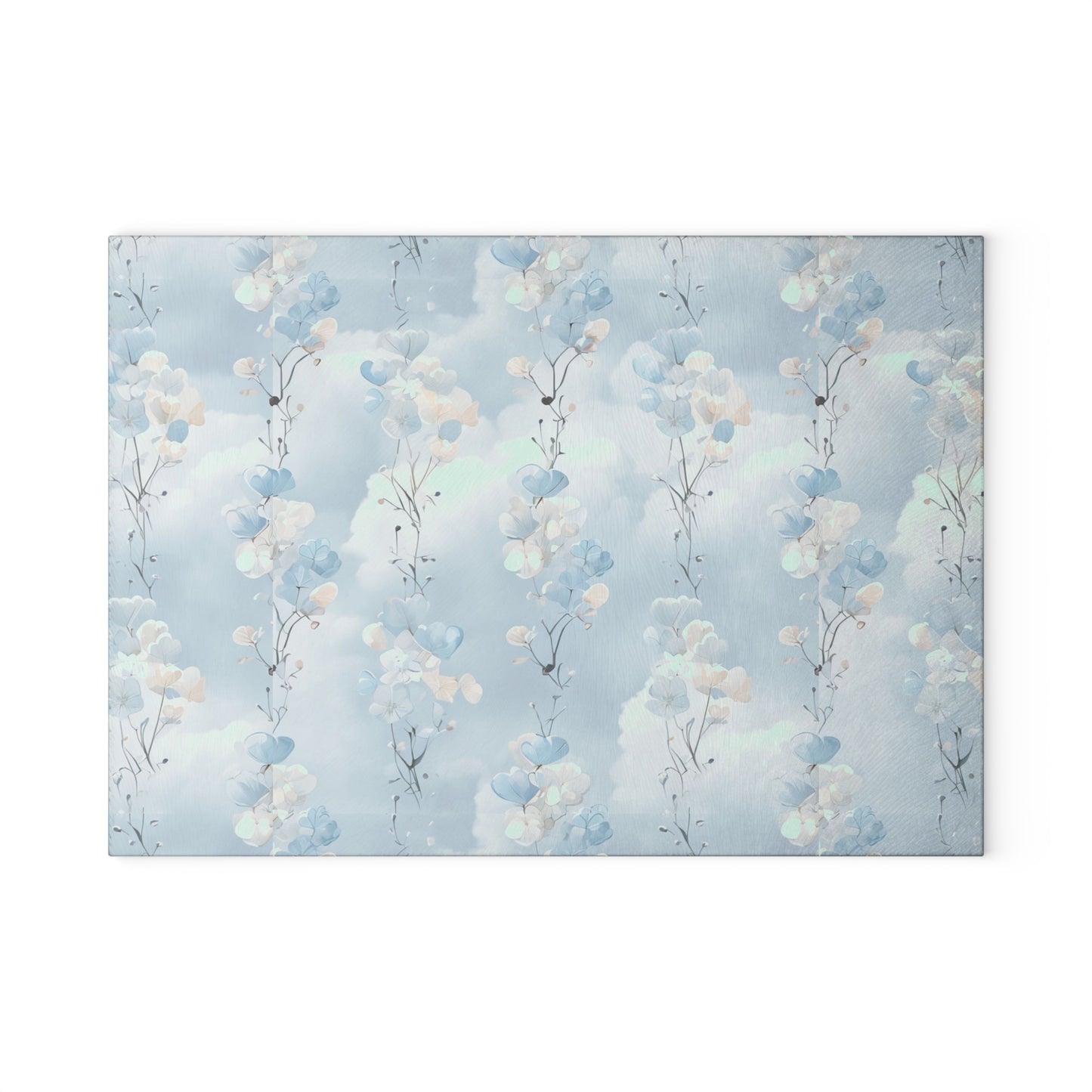 Monogrammed Blue Floral Glass Cutting Board – Personalize