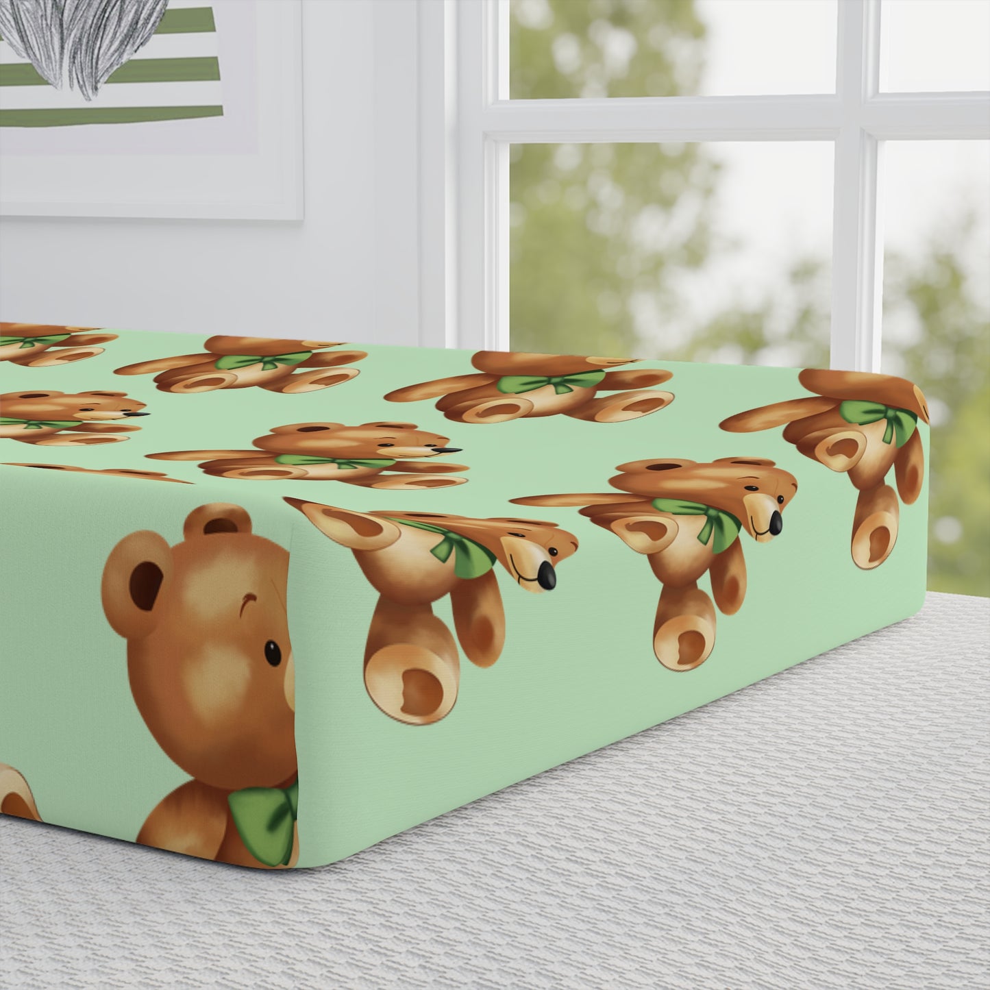 Cute Bear Baby Changing Pad Cover, Baby Shower Gift, Nursery Decor, Soft Cotton, Animal Print, Unisex Baby Gift