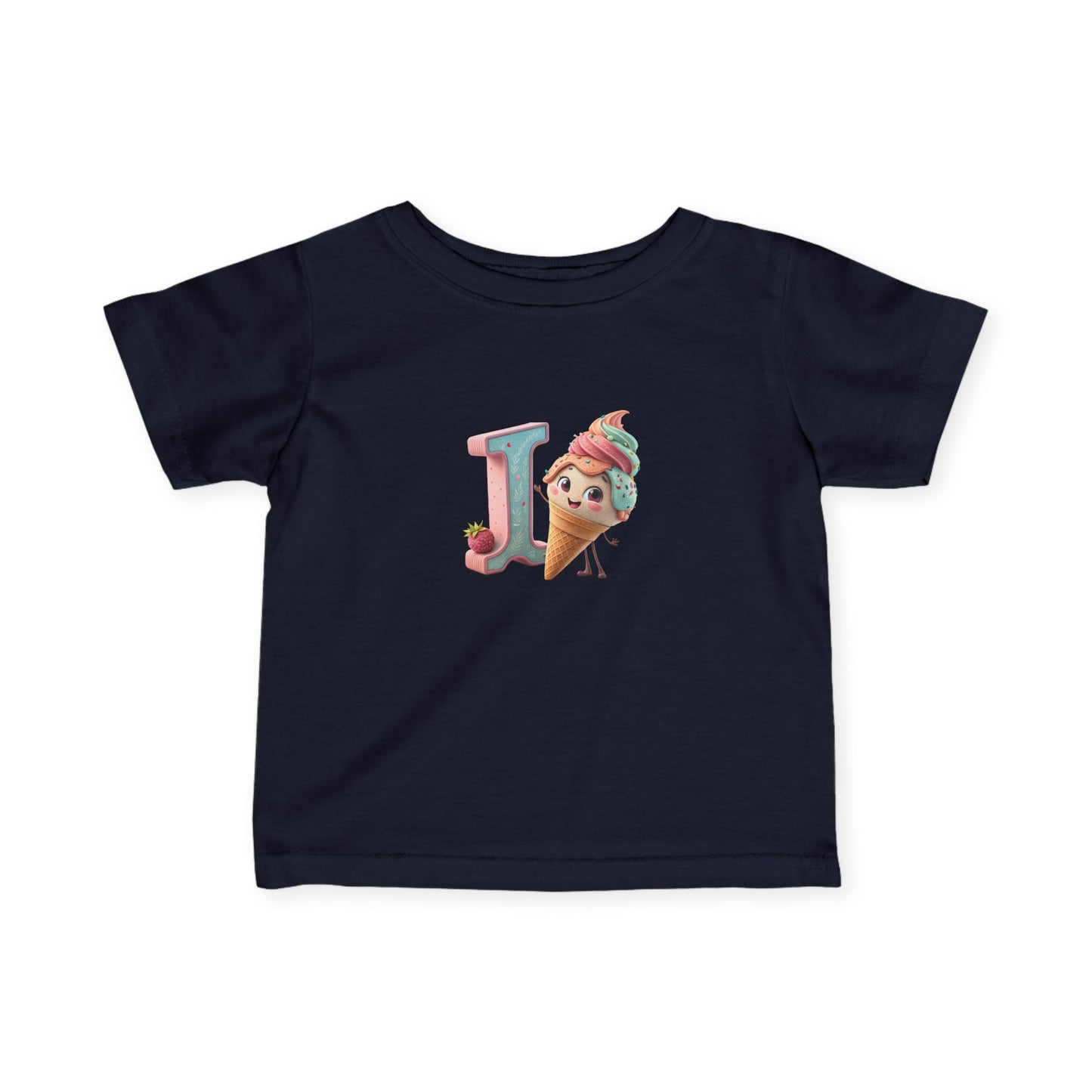 Cute Ice Cream Initial Infant Tee, Baby Shirt, Toddler Clothing, Summer Outfit, Personalized Gift, Kids Apparel