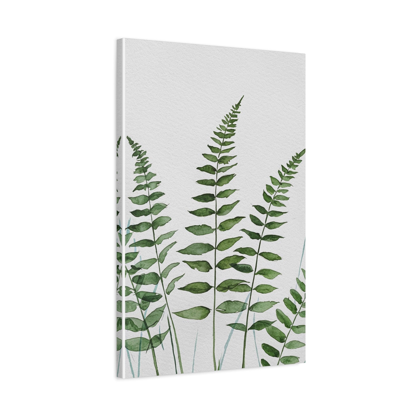Fern Watercolor Canvas Art – Botanical Matte Stretched Wall Print
