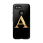 Custom Phone Case with Gold Letter A, Monogrammed Gift, Tough Protective Case, Personalized Phone Accessory, Unique Phone Cover