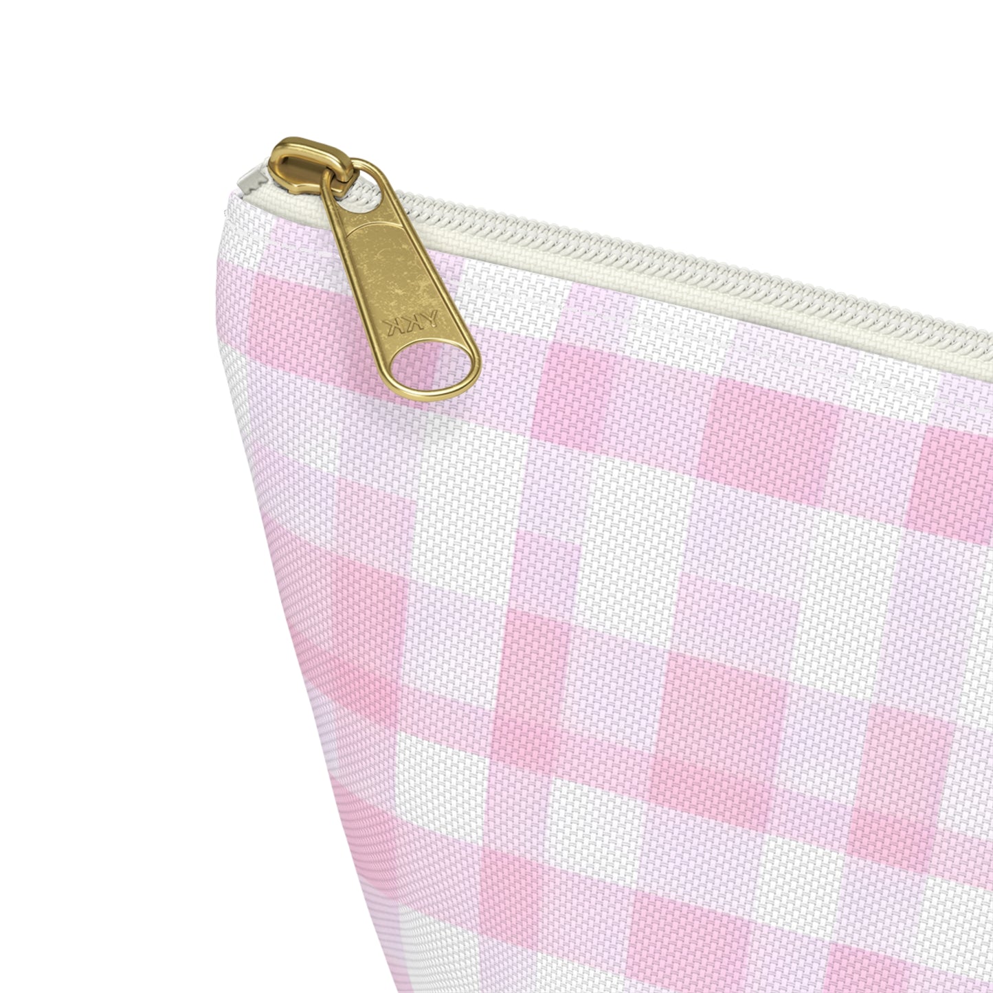 Personalized Pink Gingham Accessory Pouch, Makeup Bag - Letter K