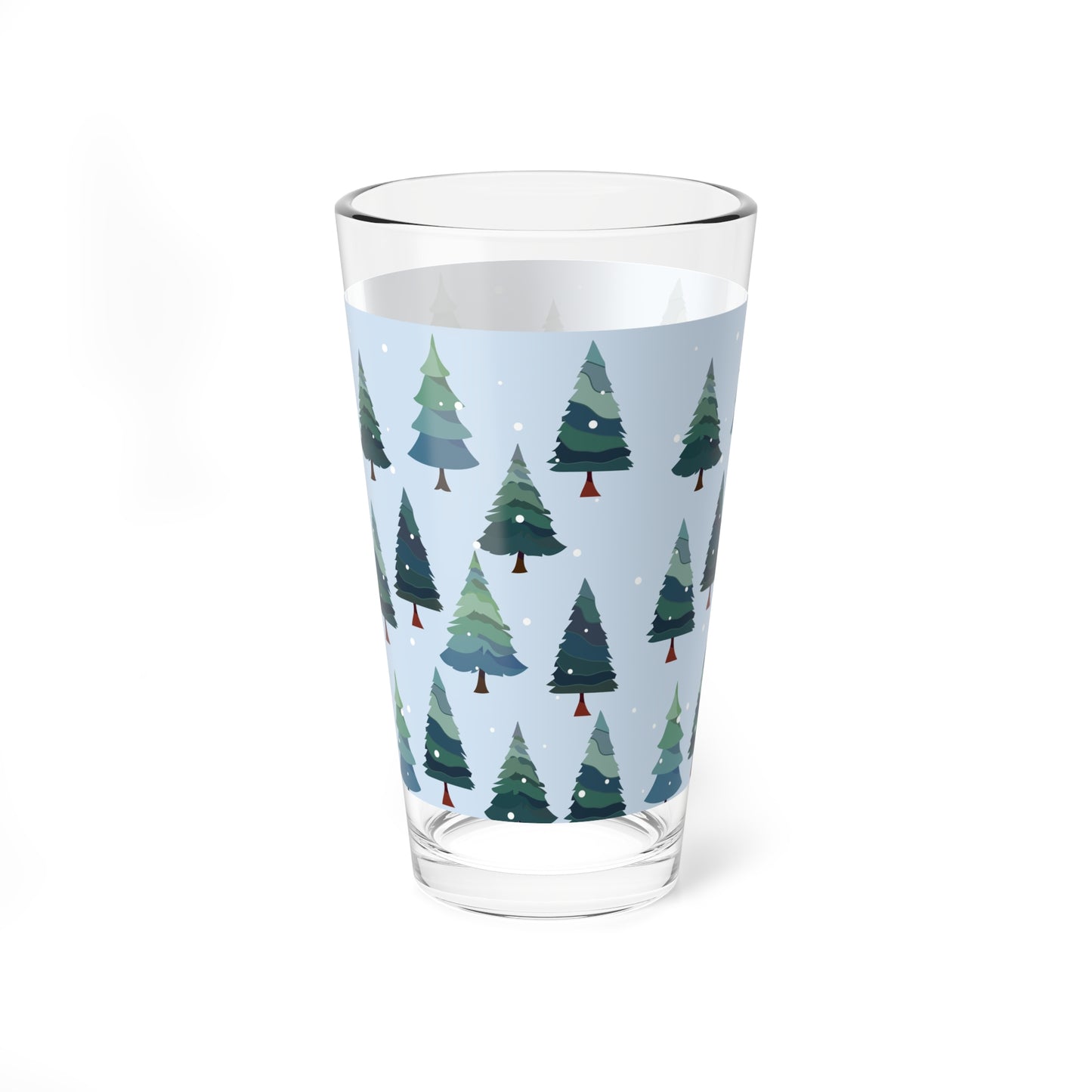 Festive Christmas Mixing Glass, 16oz Drinkware, Holiday Decor, Pine Tree Design, Perfect for Parties, Gift for Home