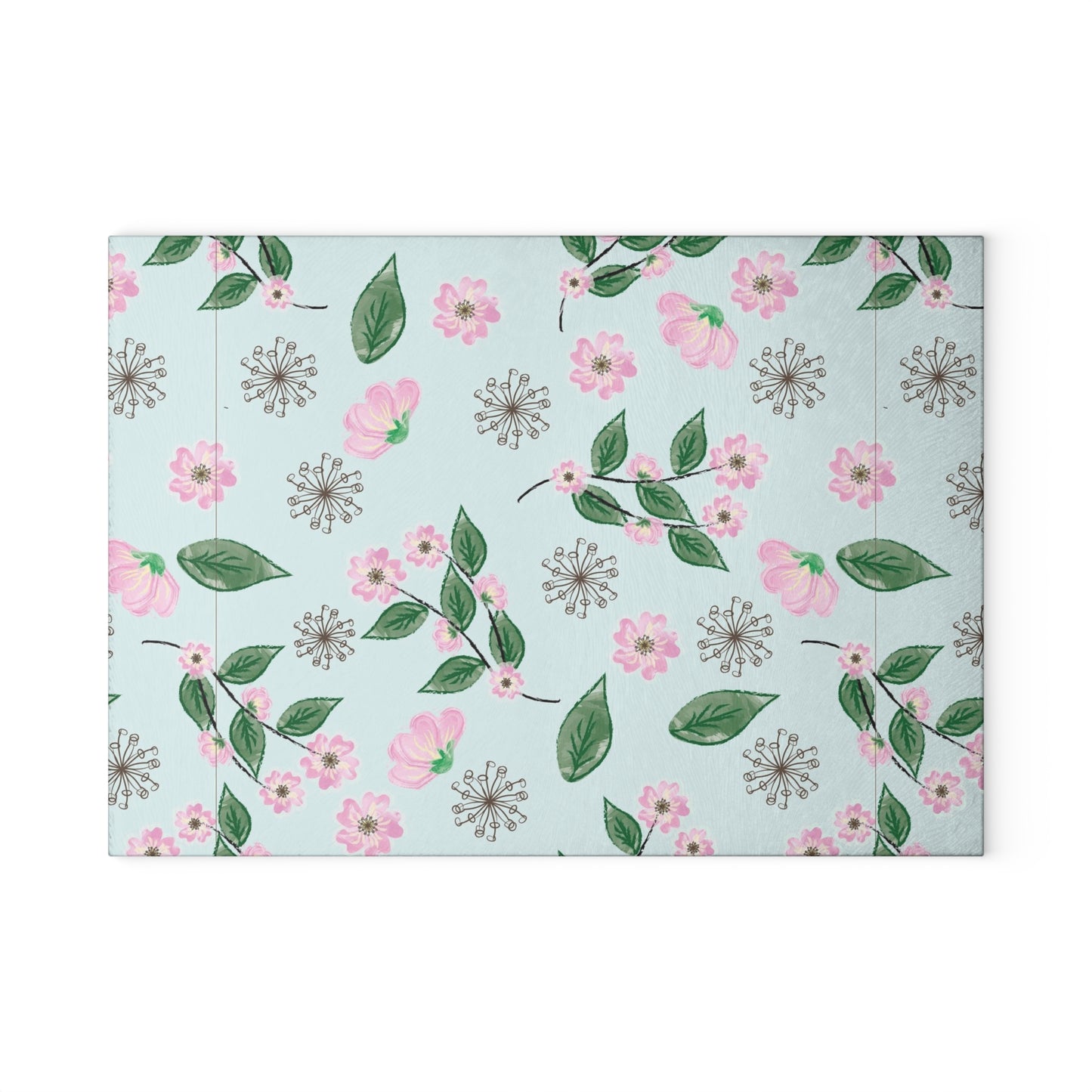 Floral Glass Cutting Board, Kitchen Decor, Gift for Garden Lovers, Wedding Registry, Mother’s Day Gift, Cooking Essential