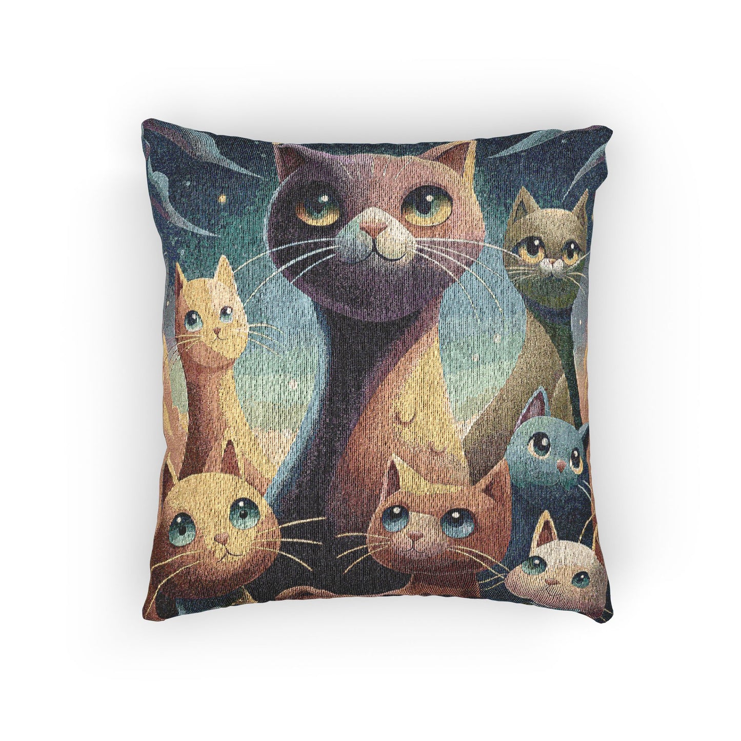 Whimsical Cat Woven Pillow - Cozy Cat Lover's Decor, Gift for Pet Owners, Home Accents, Unique Living Room Decor, Cat Themed Gift