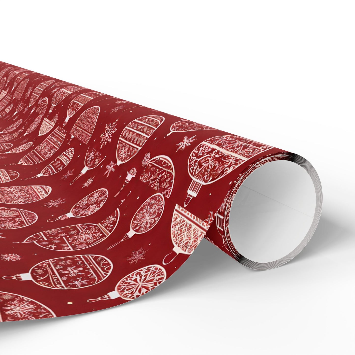 Festive Red Ornament Wrapping Paper Roll — Christmas Gift Wrap