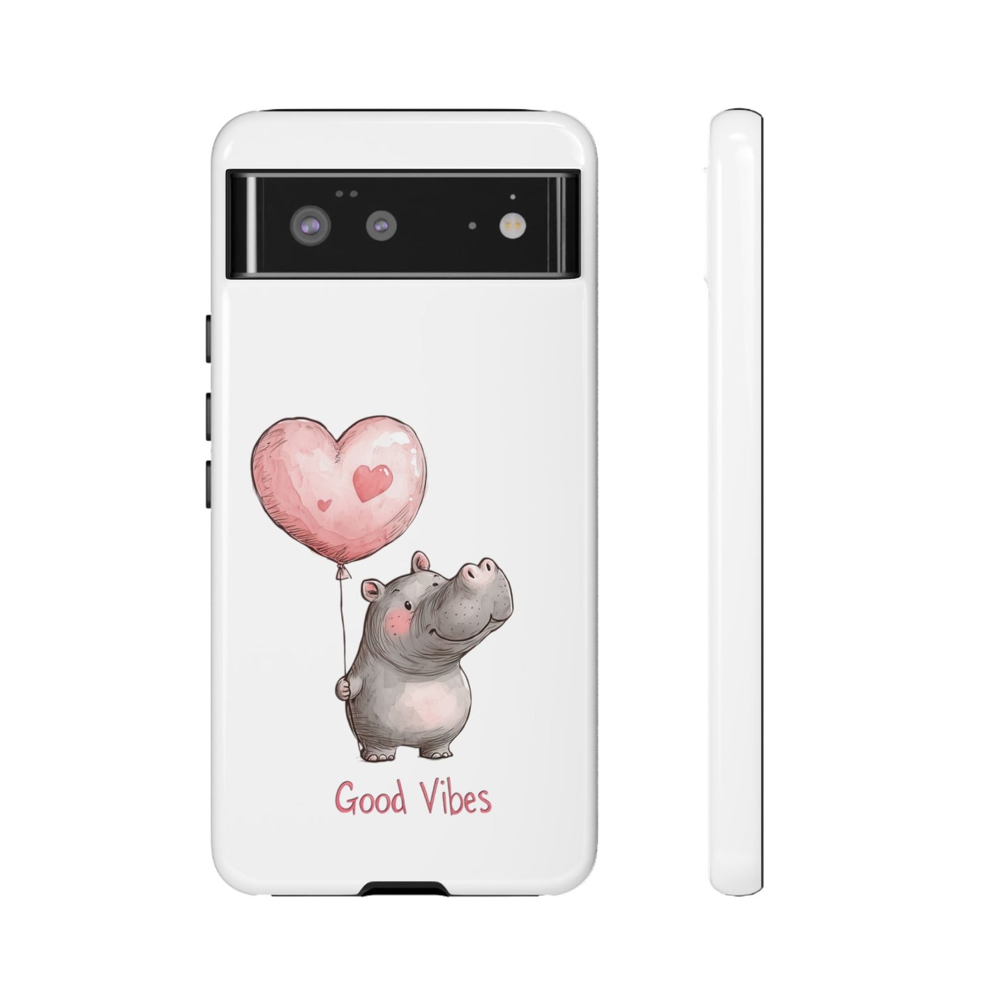 Cute Hippo Phone Case - Good Vibes Design, Animal Lover Gift, Fun Accessory, Birthday Present, Phone Accessories