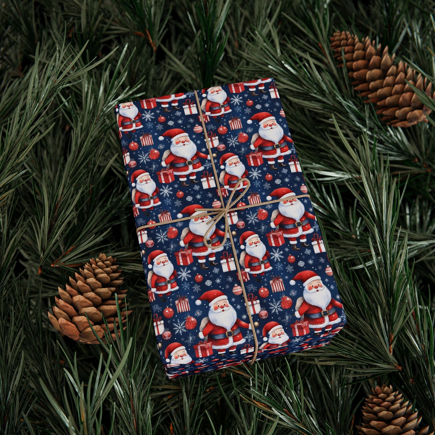 Santa Pattern Wrapping Paper Roll — Festive Christmas Gift Wrap