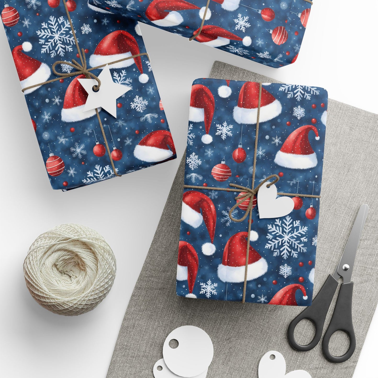 Christmas Santa Hat Wrapping Paper Roll — Festive Snowflake Gift Wrap