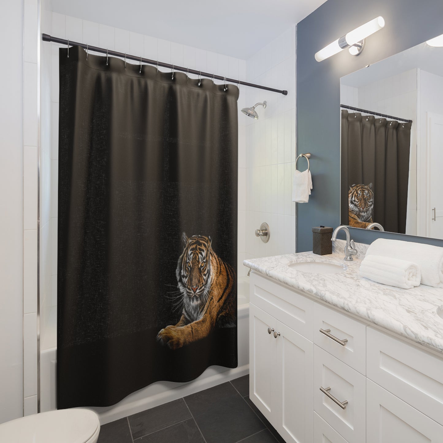 Majestic Tiger Shower Curtain - Bold Home Decor, Bathroom Accessory