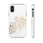 Elegant Floral Phone Case, Tough Cases, Gold Swirls, Stylish Protection, Trendy Gift, Chic Accessory