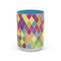 Colorful Diamond Pattern Coffee Mug, Coffee Lover Gift, Bright Kitchen Decor, Artistic Mug, Vibrant Drinkware