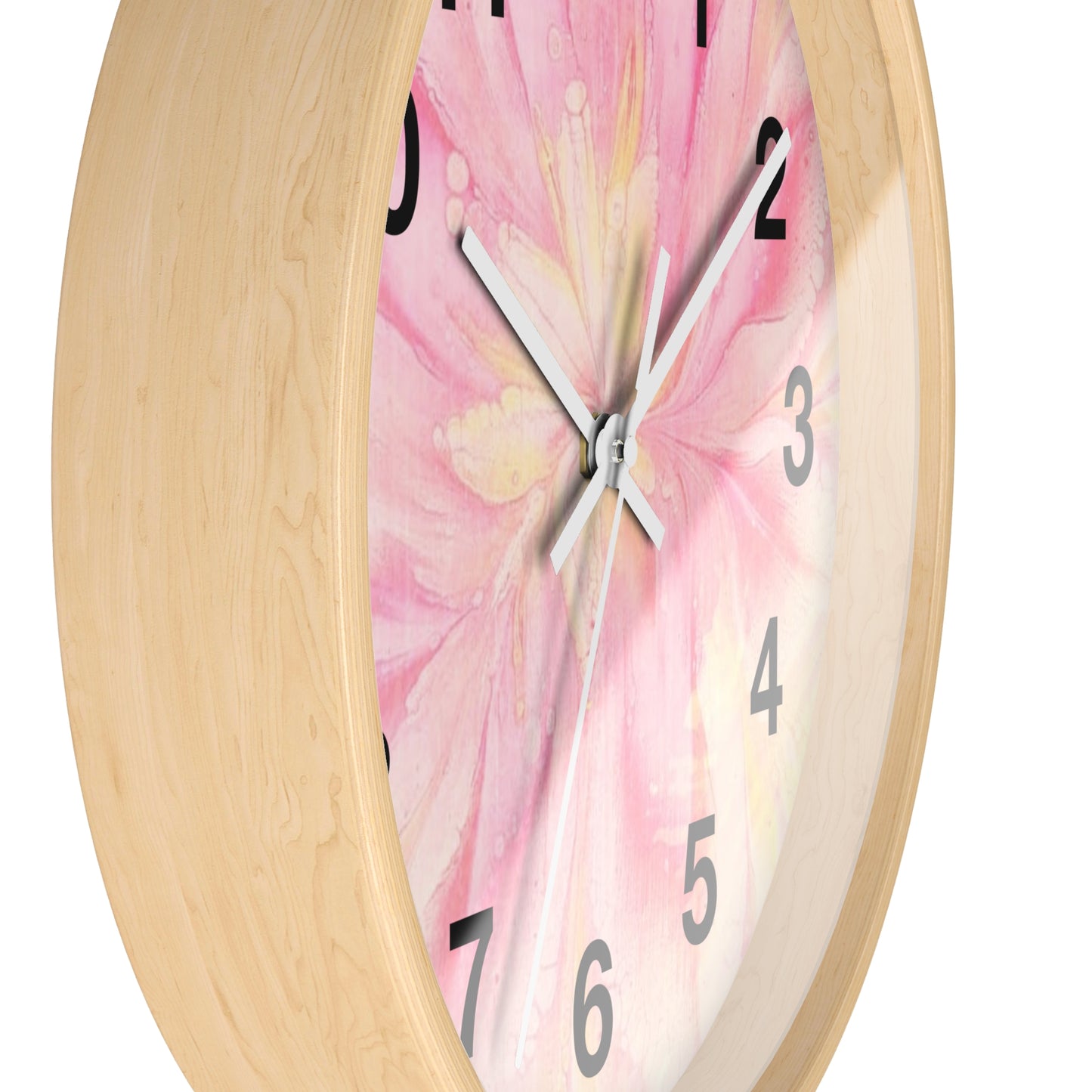 Floral Design Wall Clock - Pink Flower Home Decor, Elegant Timepiece, Gift for Her, Mother's Day, Relaxation Space, Unique Wall Art