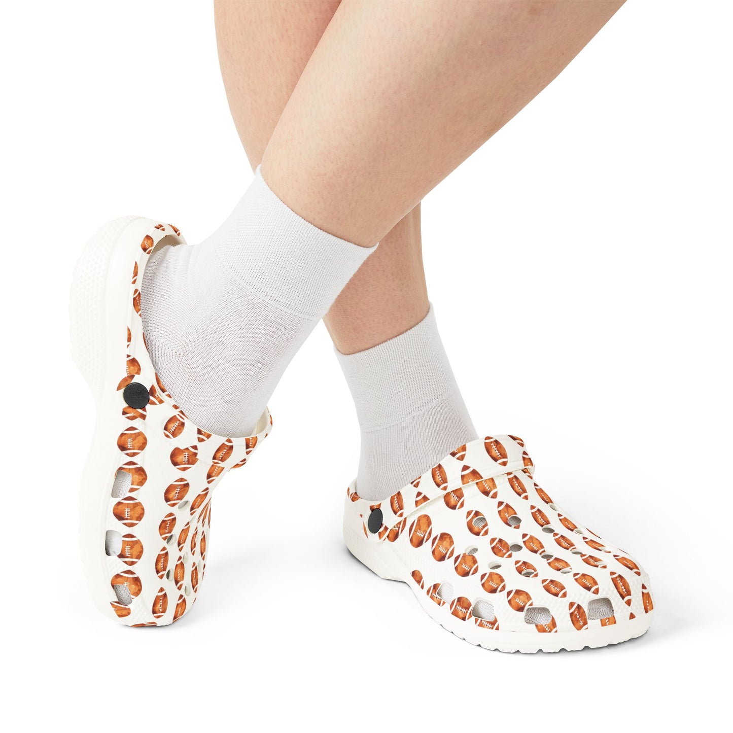 Printed EVA Foam Clogs — All-Over Football Design