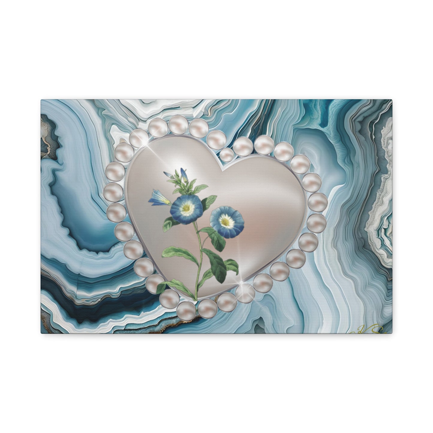 Elegant Floral Heart Canvas Wall Art, Modern Home Decor, Gift for Her